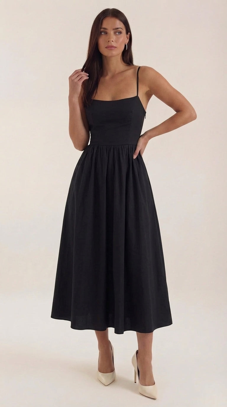 Layla Strap Low Back Midi Dress