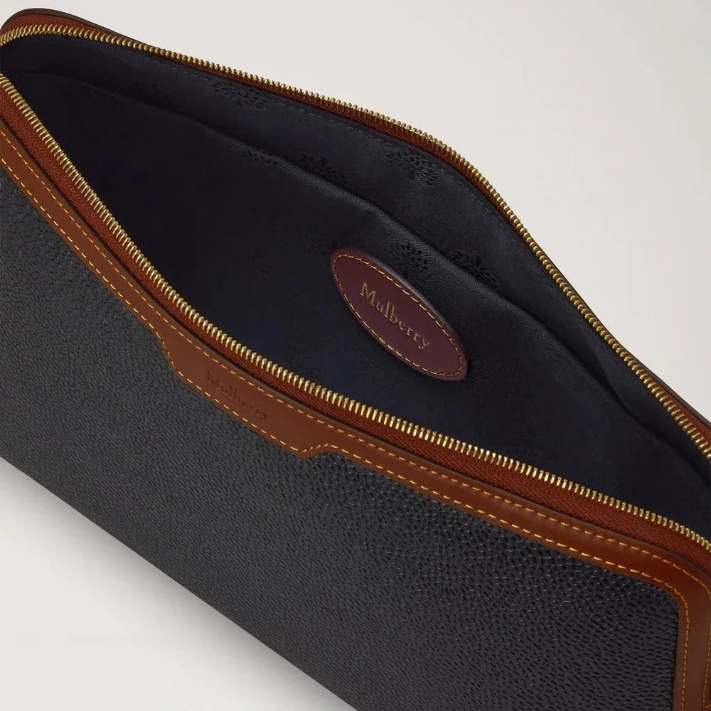 Medium Cosmetic Pouch Scotchgrain Black-Cognac
