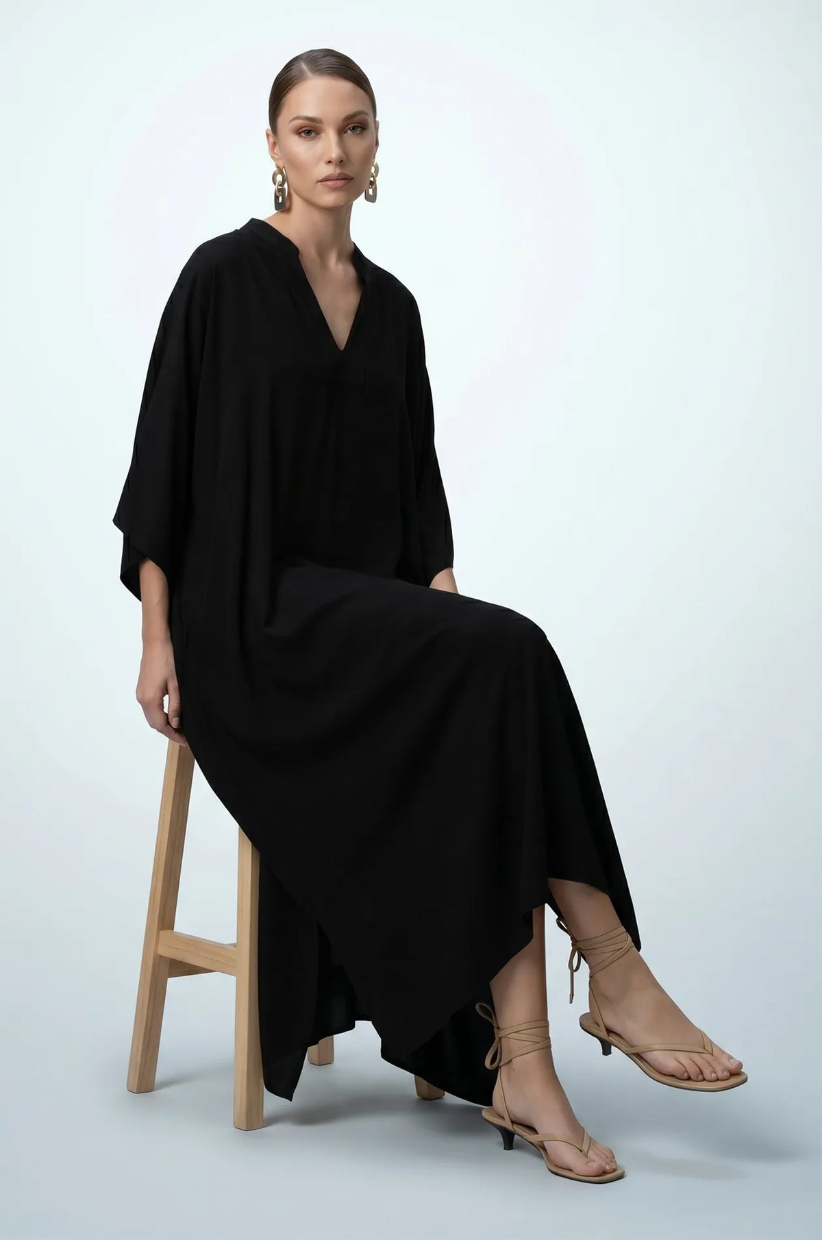 Black Summer Maxi Dress Kaftan