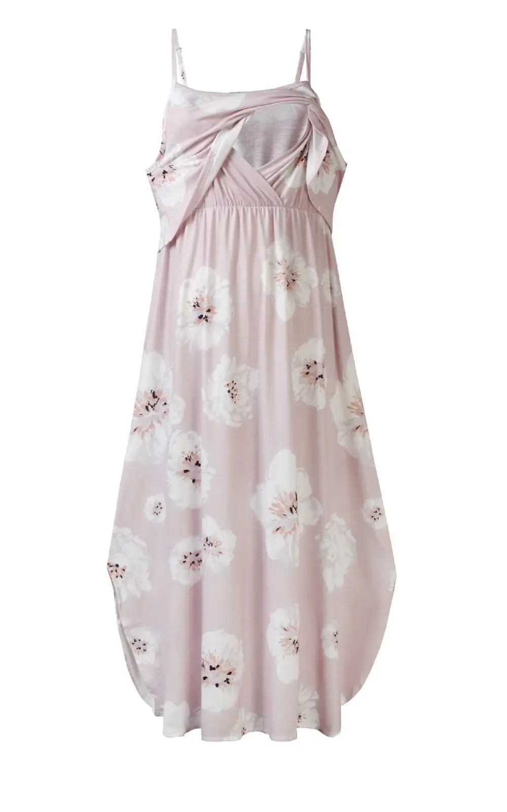 Pink Maxi Dress for Nursing with Thin Straps