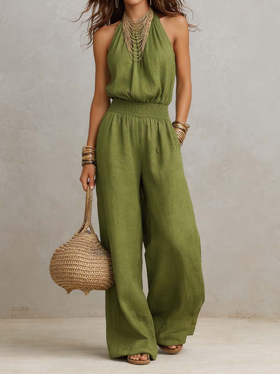 WANDA | Jumpsuit mit Neckholder und Weitem Bein