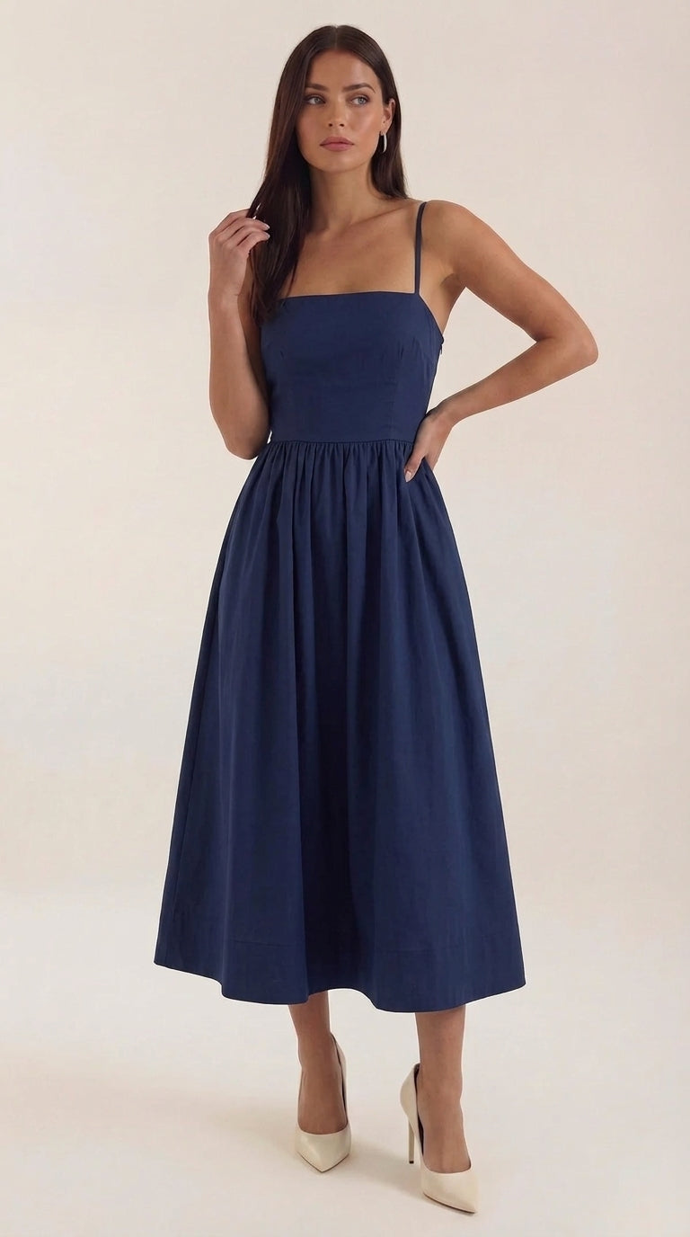 Layla Strap Low Back Midi Dress
