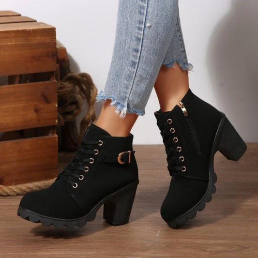 HELEN | Chunky Schnürstiefeletten mit Metallschnalle