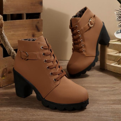 HELEN | Chunky Schnürstiefeletten mit Metallschnalle