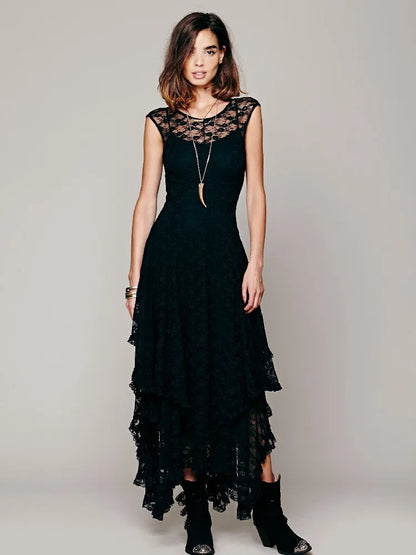 Women's Black Lace Maxi Dress