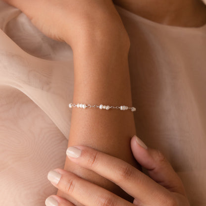 Hali Pearl Station Bracelet in Silver