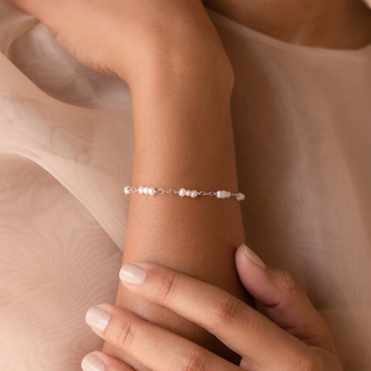 Hali Pearl Station Bracelet in Silver