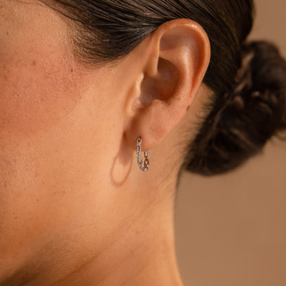 Diamond Link Hoops in Silver