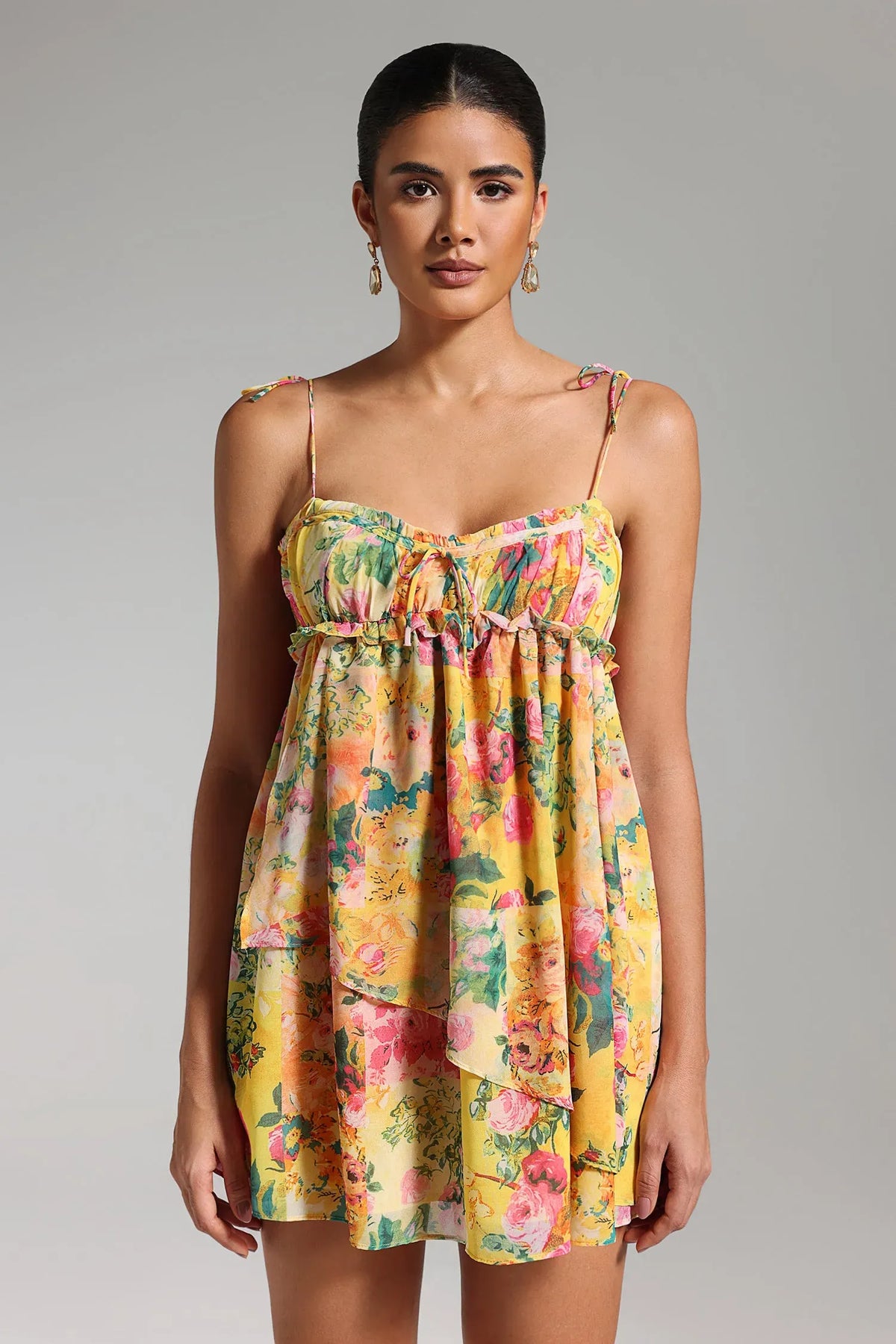 Floral Chiffon Mini Dress