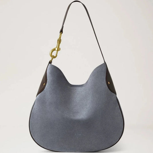 Hackney Shoulder Bag Suede Foggy Grey