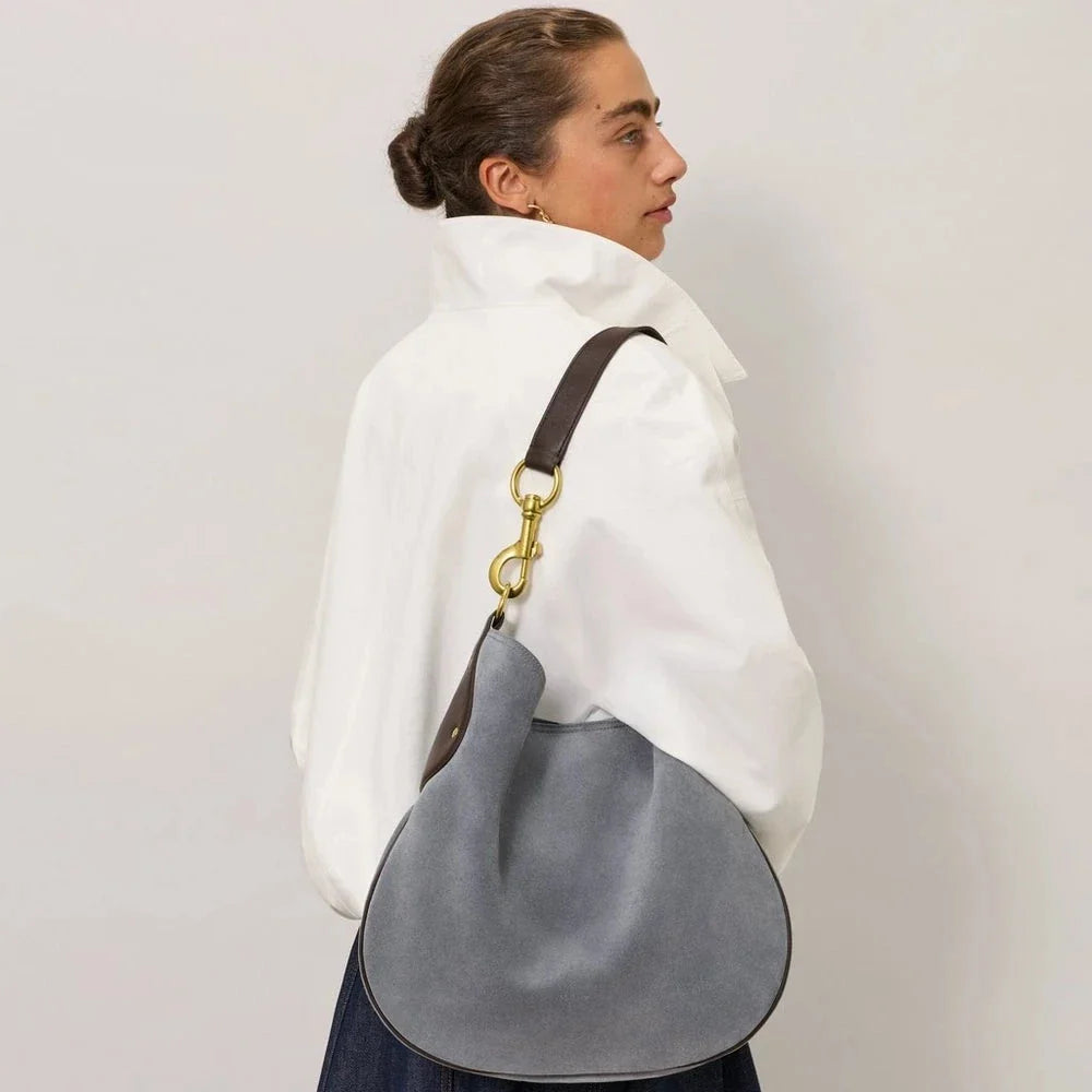 Hackney Shoulder Bag Suede Foggy Grey