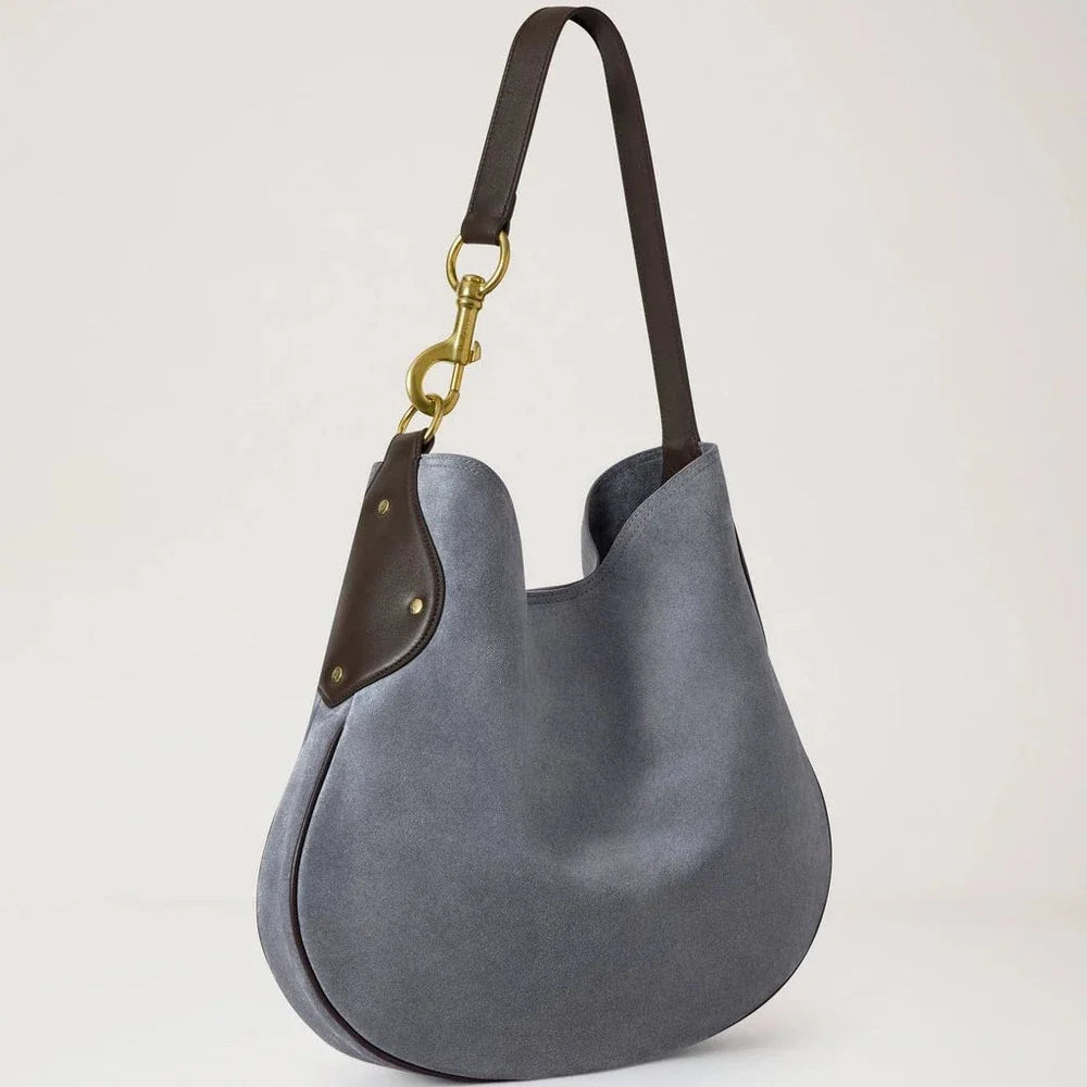 Hackney Shoulder Bag Suede Foggy Grey