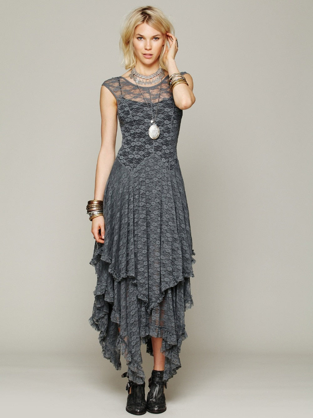 Women's Black Lace Maxi Dress