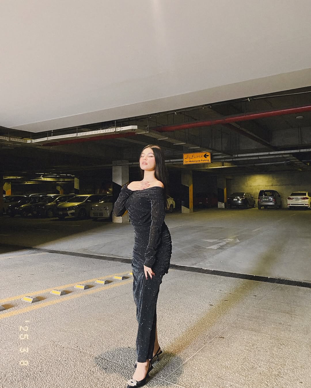 Women's Black Polyester Elastane Slim Off Shoulder Dress