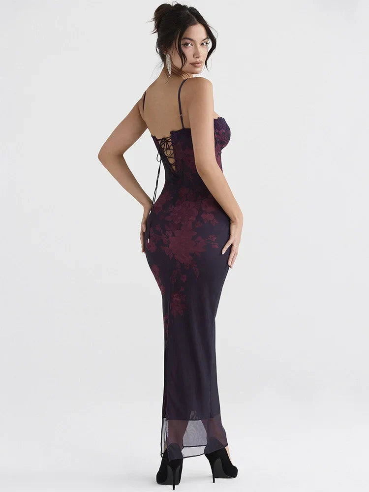 Women’s Purple Polyester Maxi Dress