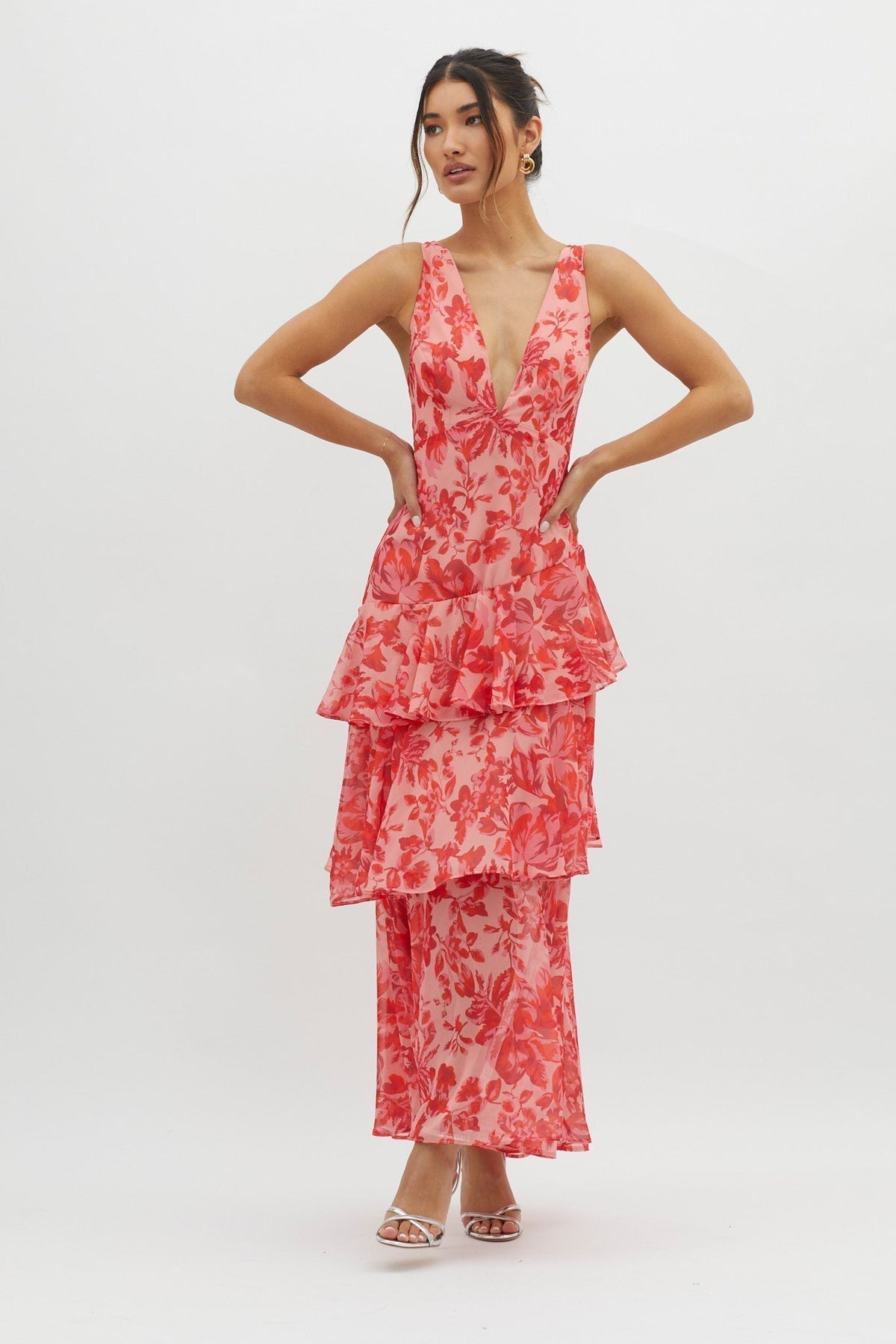 LISA | Florales Volant Maxi Kleid