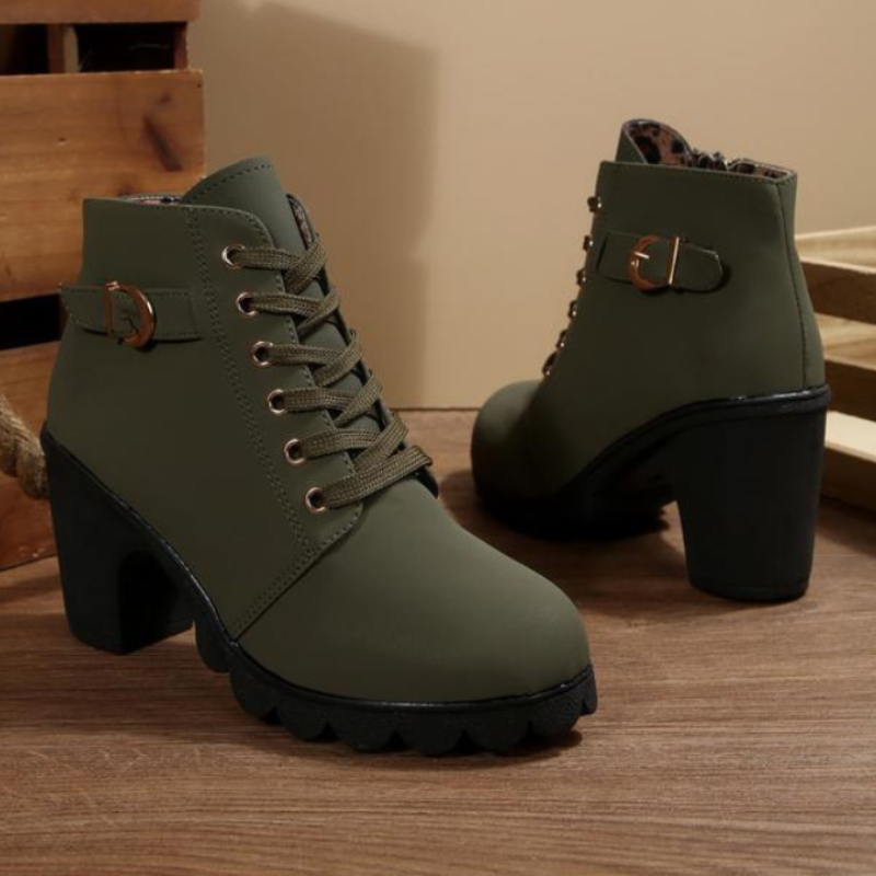 HELEN | Chunky Schnürstiefeletten mit Metallschnalle