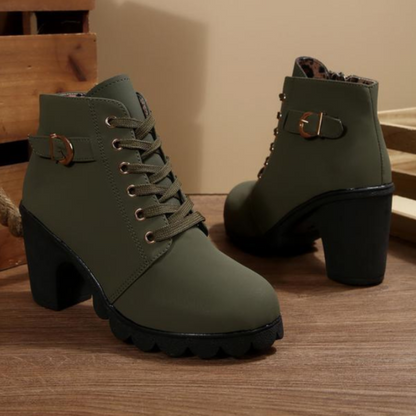 HELEN | Chunky Schnürstiefeletten mit Metallschnalle
