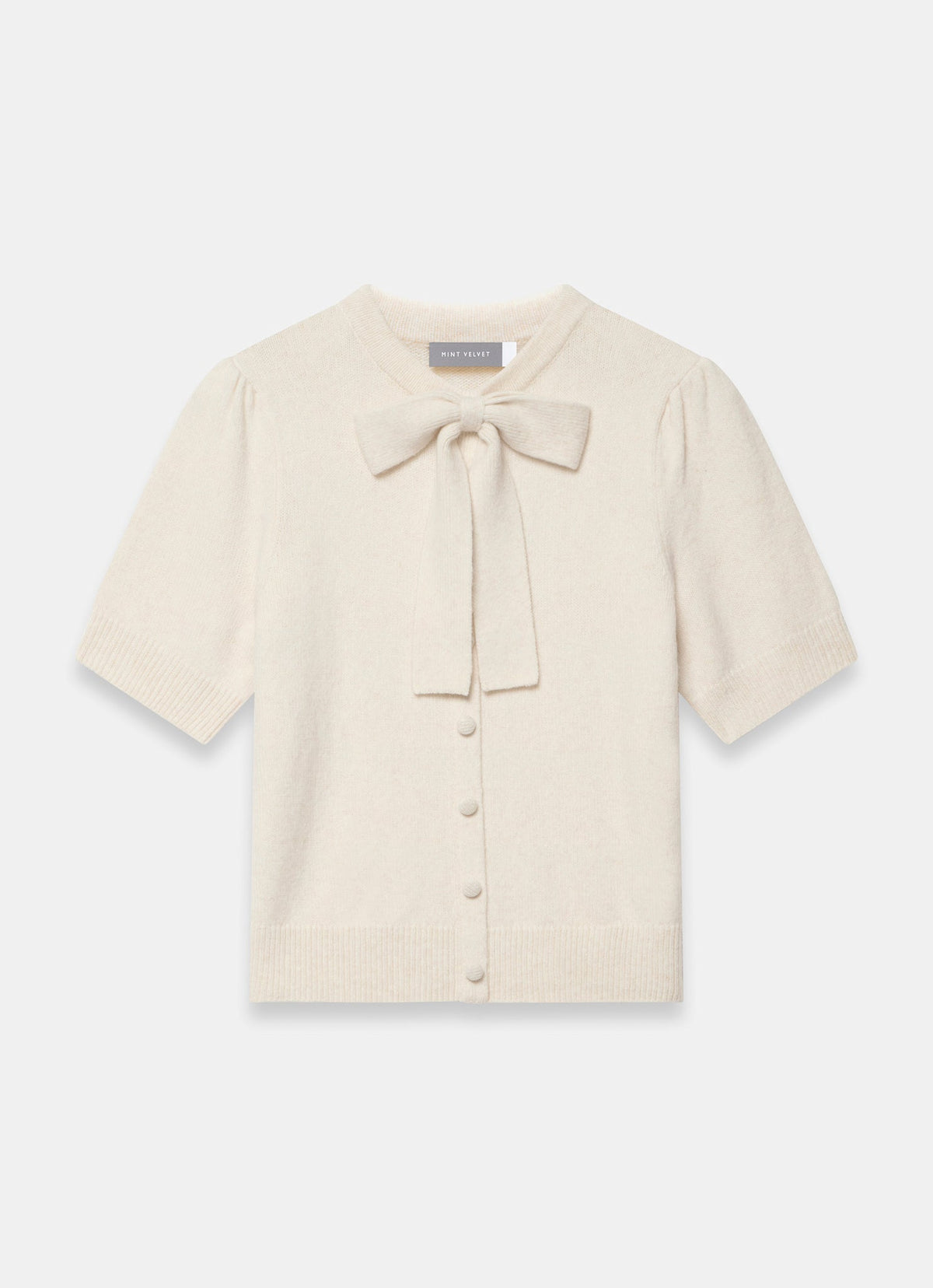 Cream Bow Detail Knit Top