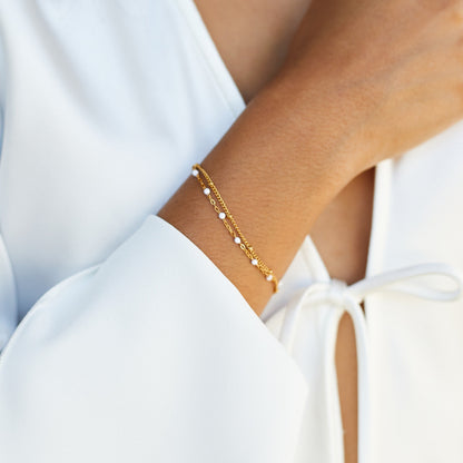 Double White Beaded Bracelet