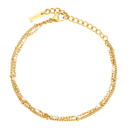 Double White Beaded Bracelet