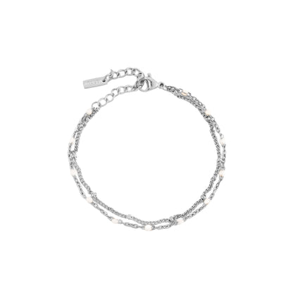 Double White Beaded Bracelet
