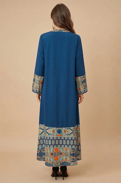 Blue Linen Maxi Dress Kaftan for Women