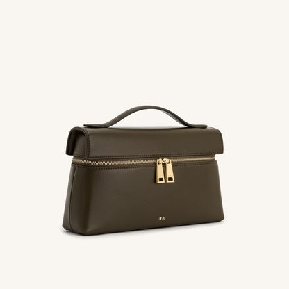 Givera – Elegant Vegan Top-Handle Bag in Dark Olive, Stylish & Practical