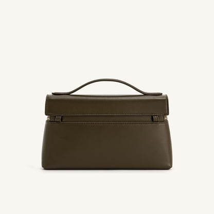 Givera – Elegant Vegan Top-Handle Bag in Dark Olive, Stylish & Practical