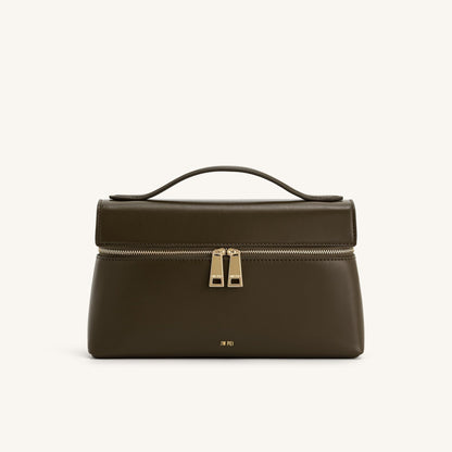 Givera – Elegant Vegan Top-Handle Bag in Dark Olive, Stylish & Practical