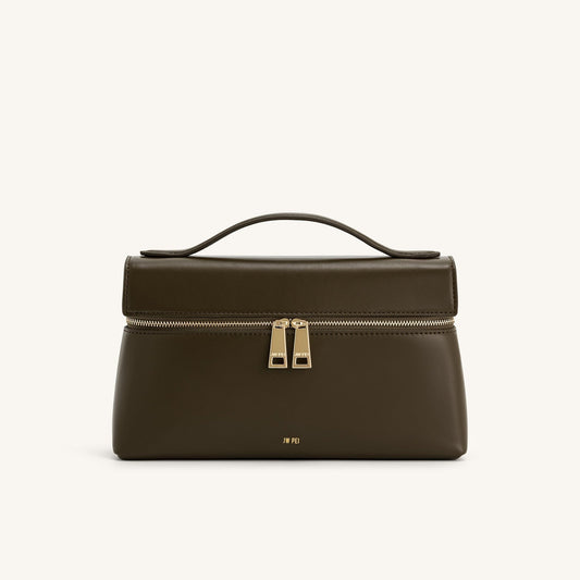 Givera – Elegant Vegan Top-Handle Bag in Dark Olive, Stylish & Practical