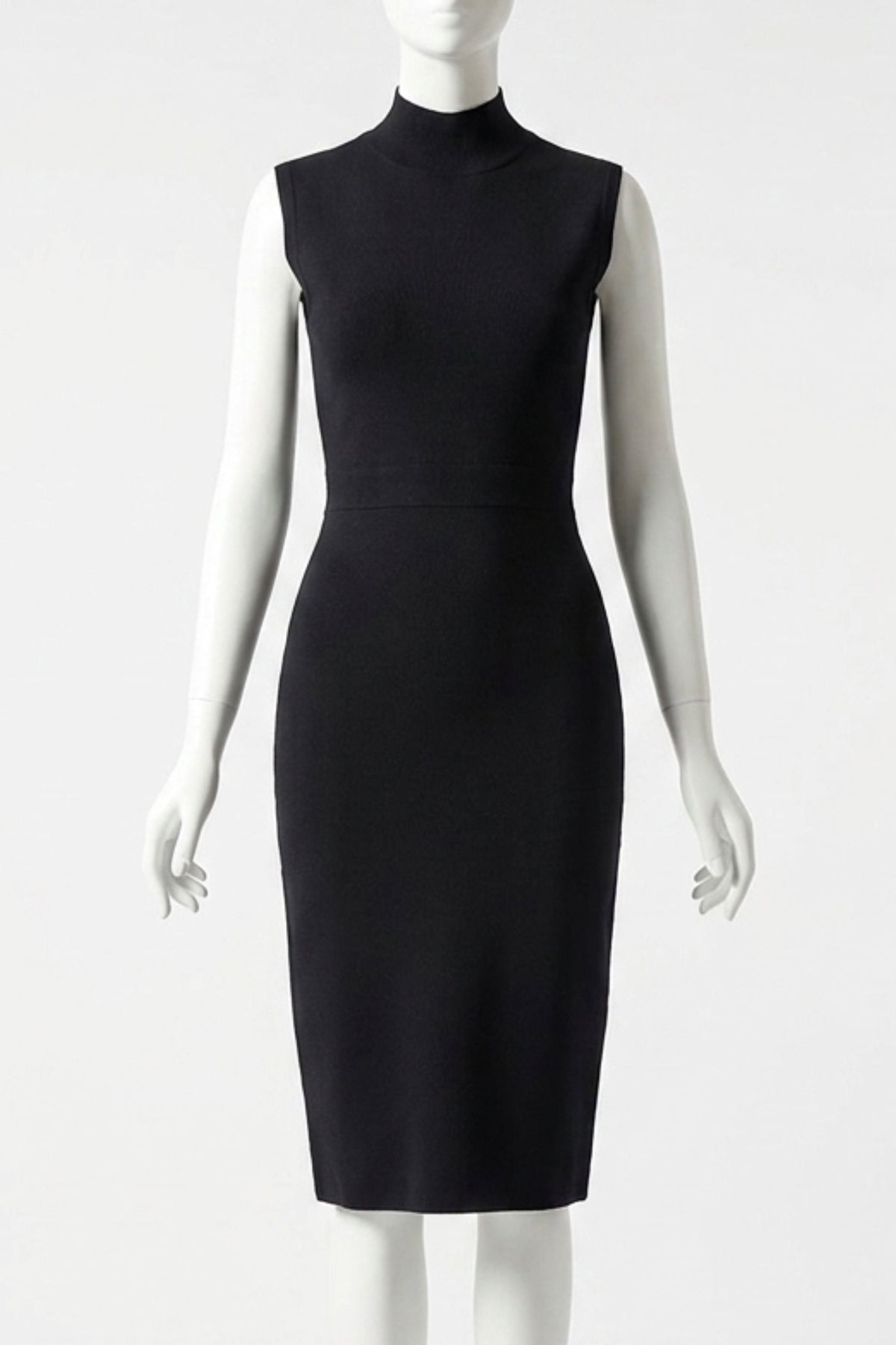 Black Bodycon Halter Midi Dress
