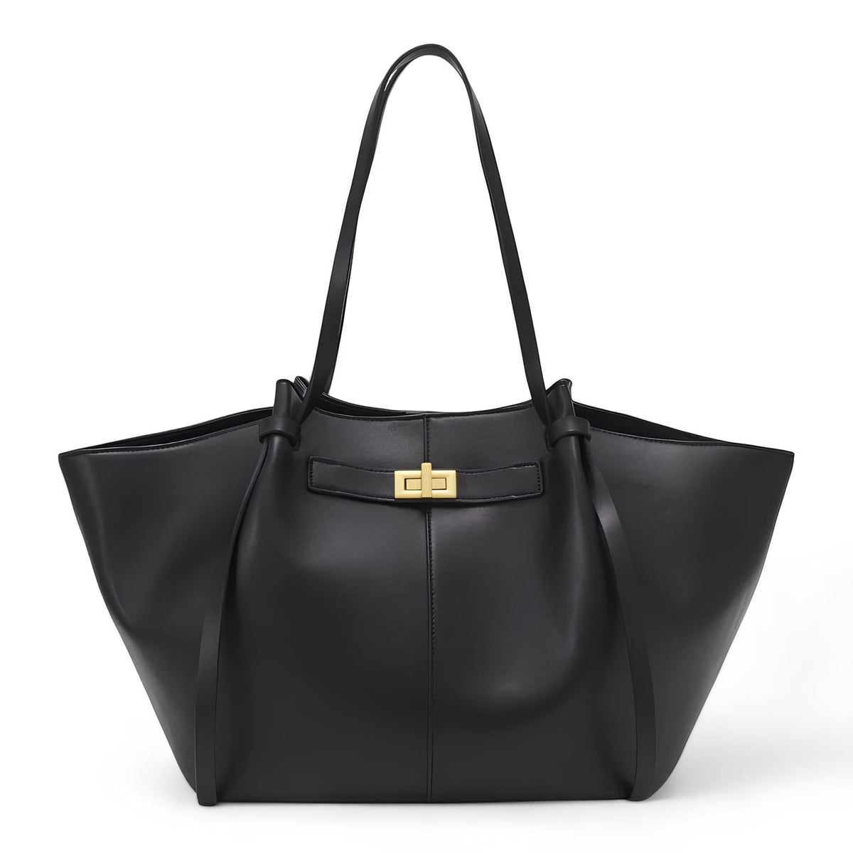 Large Black PU Leather Handbag Lyra