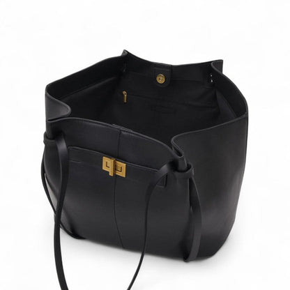 Large Black PU Leather Handbag Lyra