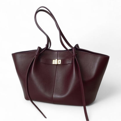 Large Black PU Leather Handbag Lyra
