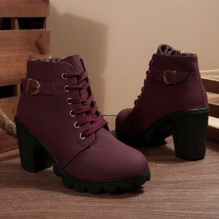 HELEN | Chunky Schnürstiefeletten mit Metallschnalle