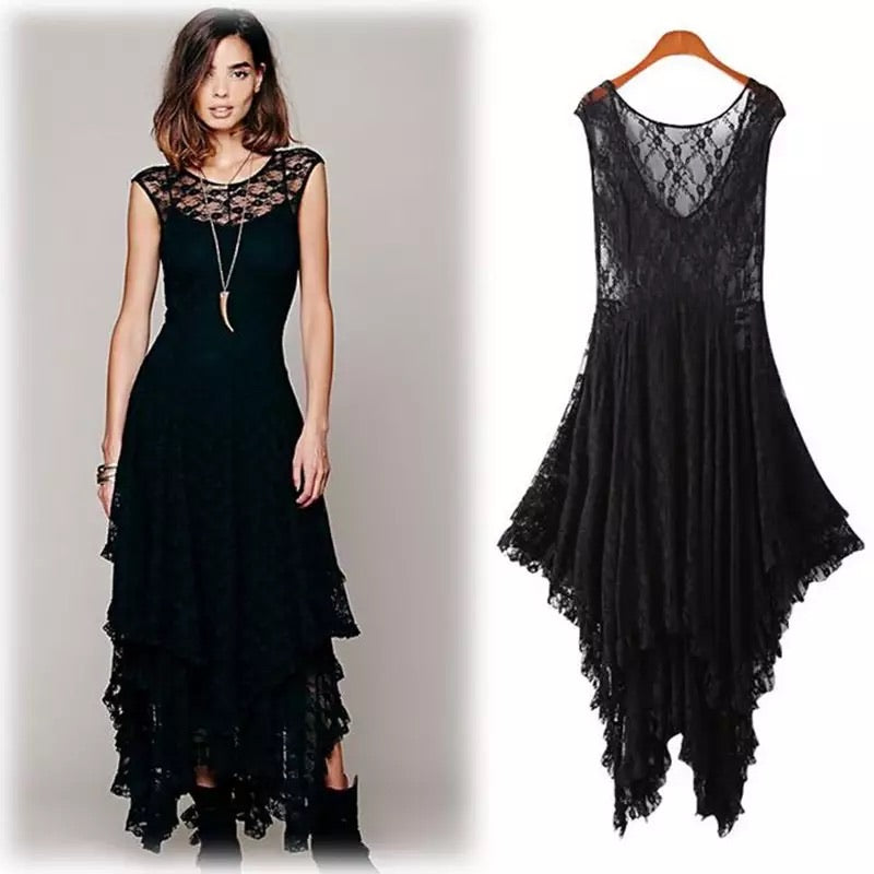 Women's Black Lace Maxi Dress