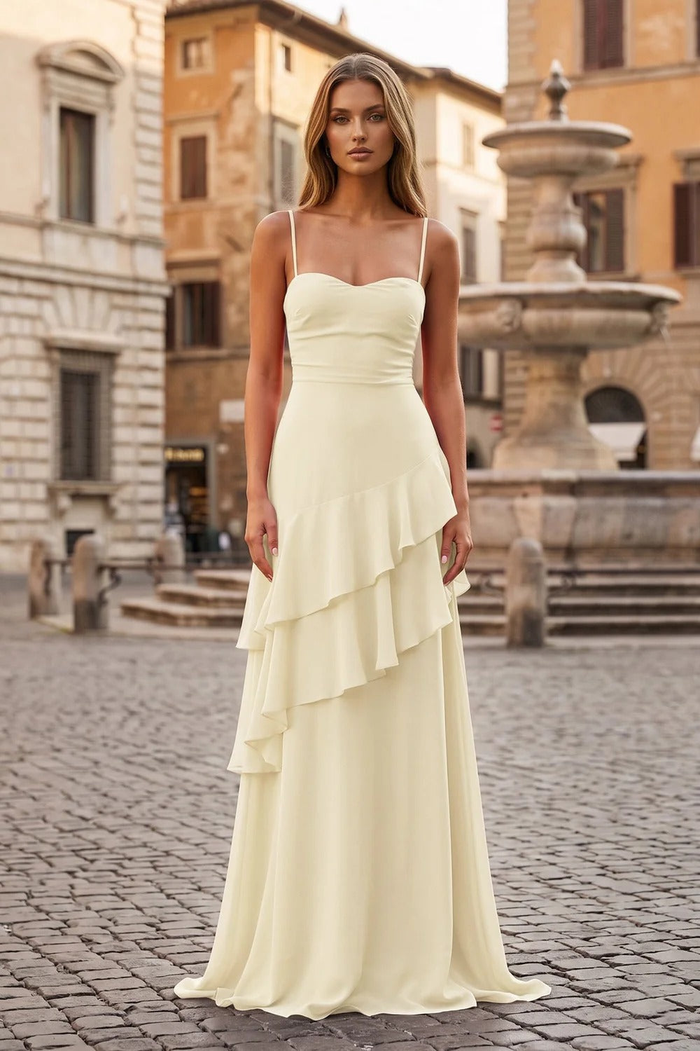 GEORGIA | Maxikleid mit Volantdetails
