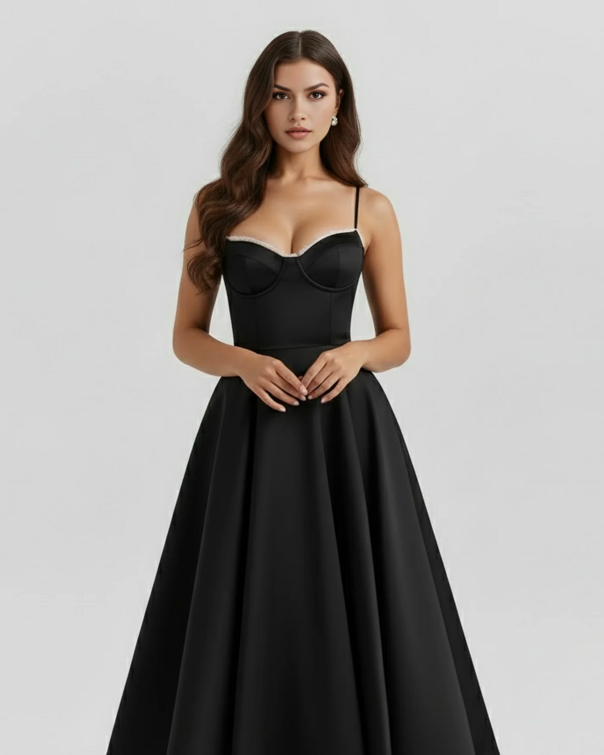 SELENE | Anmutiges Midikleid mit Feinen Trägern