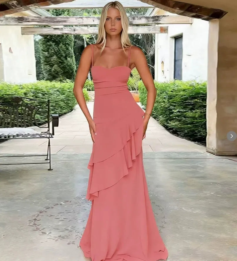 GEORGIA | Maxikleid mit Volantdetails