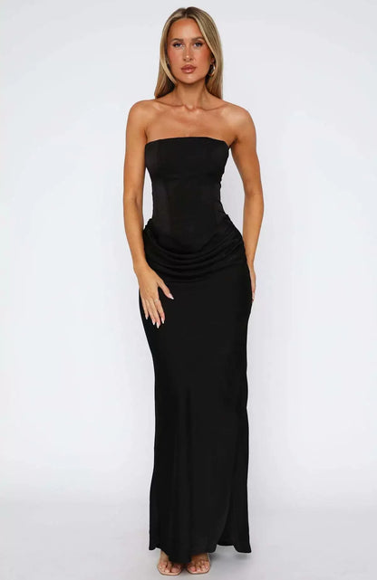 JANINE | Chic Bandeau-Maxikleid mit Korsett-Rücken