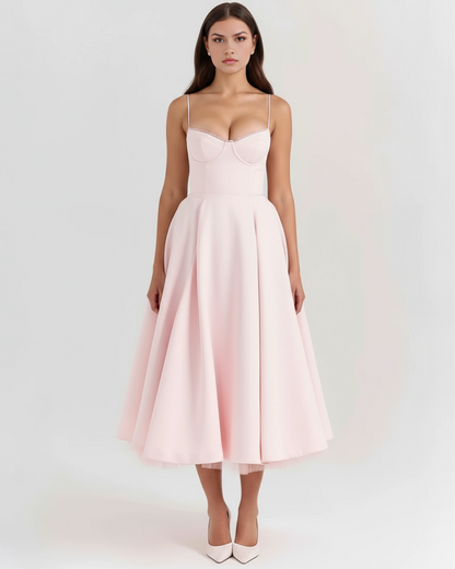 SELENE | Anmutiges Midikleid mit Feinen Trägern