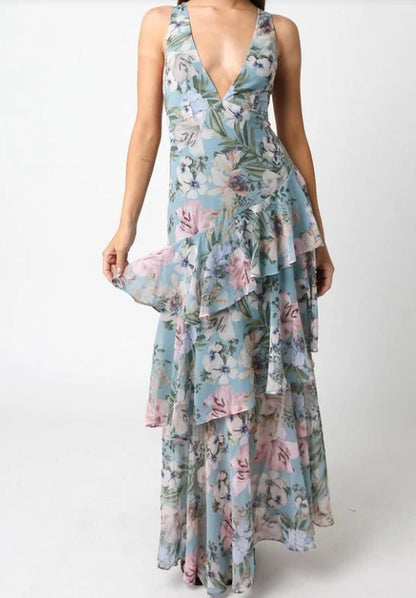 LISA | Florales Volant Maxi Kleid