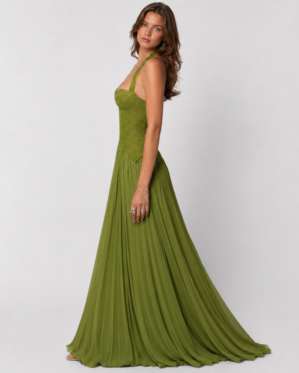 Floral Lace Corset Maxi Dress