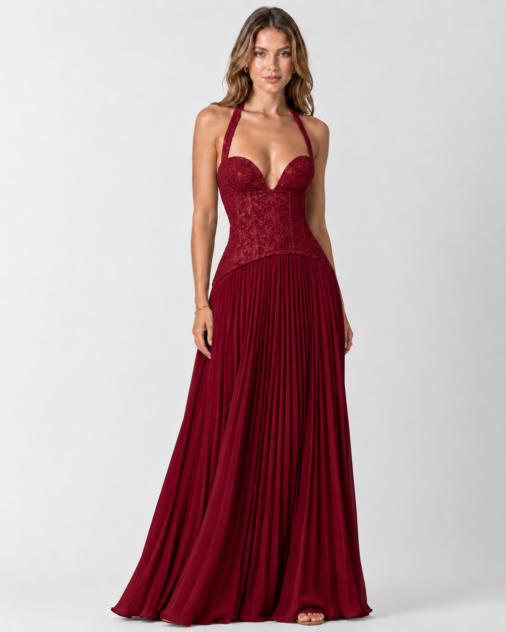 Floral Lace Corset Maxi Dress