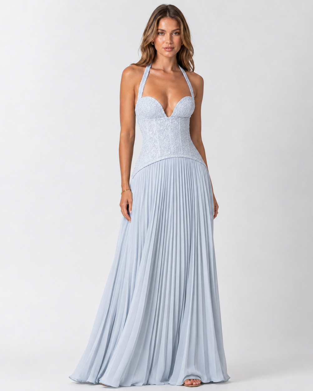 Floral Lace Corset Maxi Dress