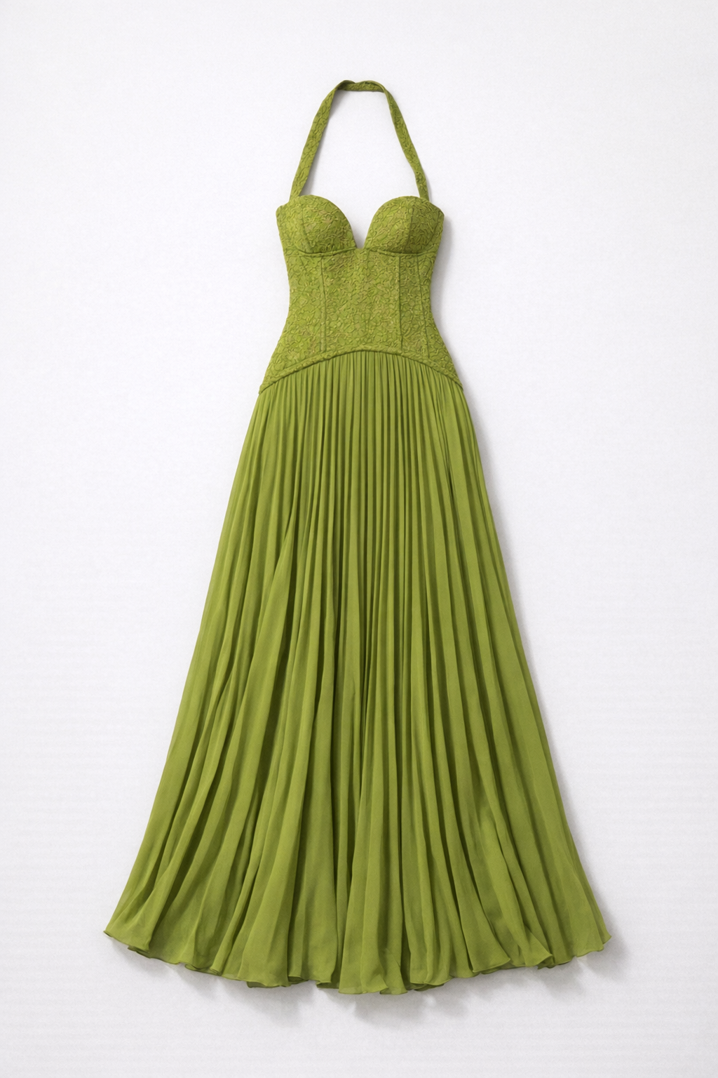 Floral Lace Corset Maxi Dress — Olive