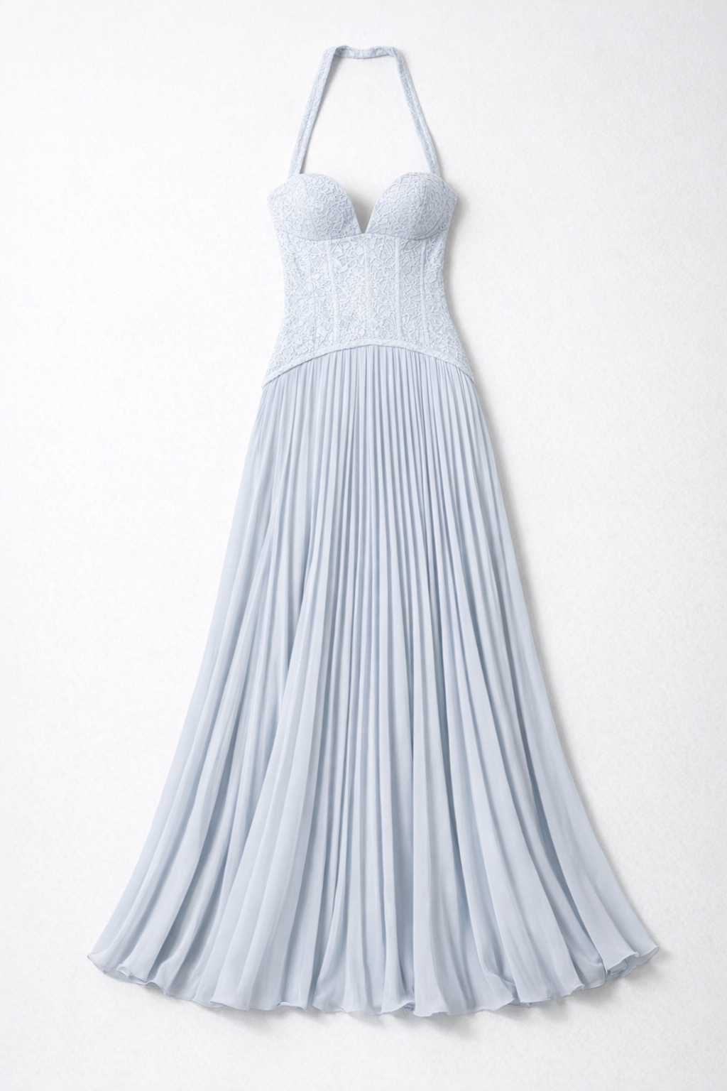 Floral Lace Corset Maxi Dress — Sky Blue