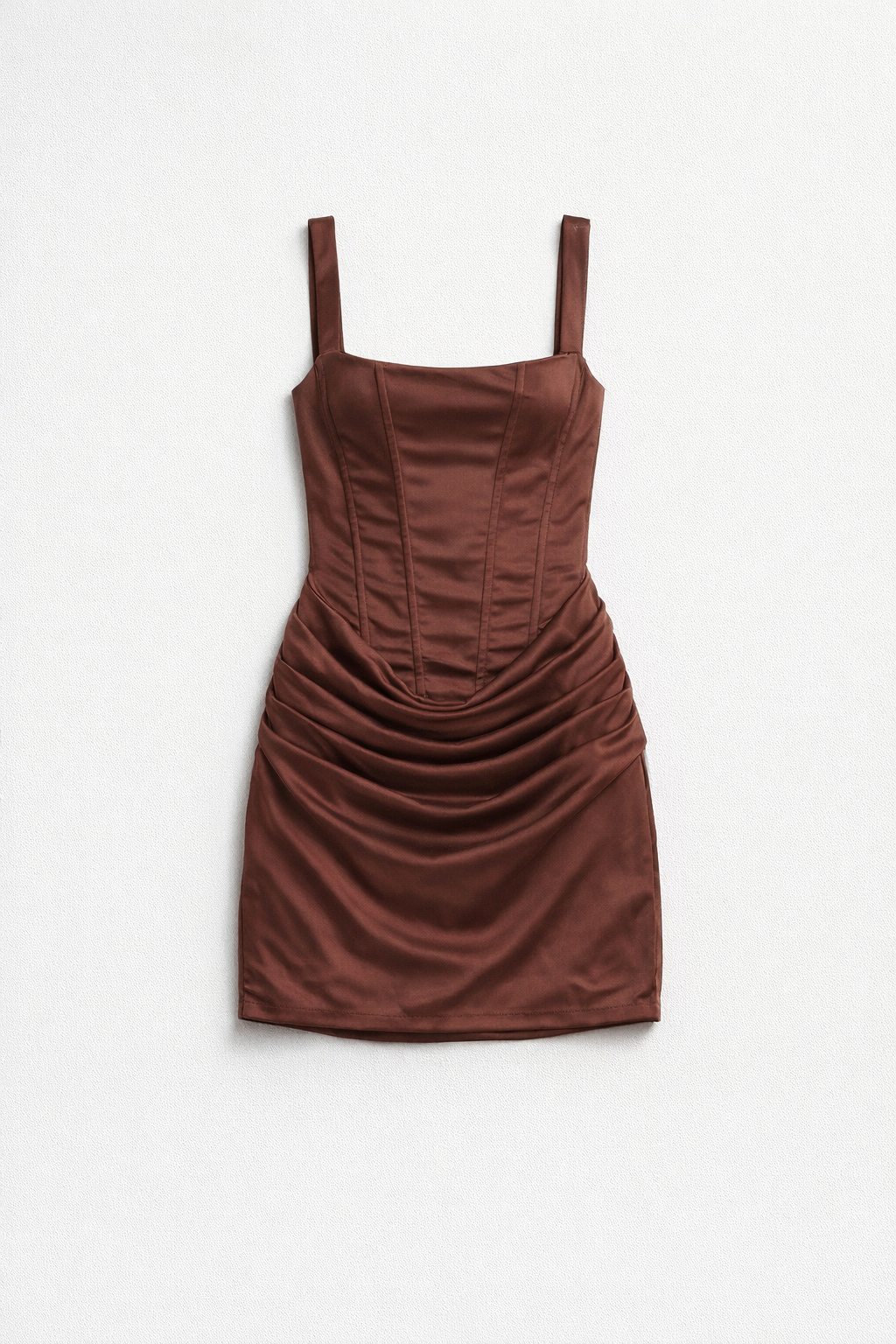 Black or Brown Polyester Slim Mini Dress — Brown