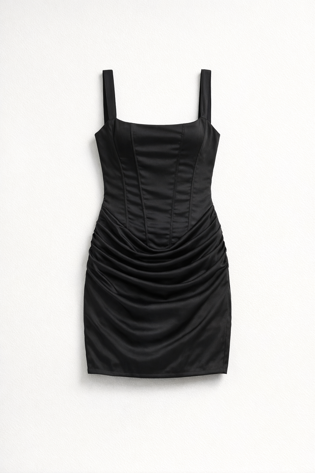 Black or Brown Polyester Slim Mini Dress — Black